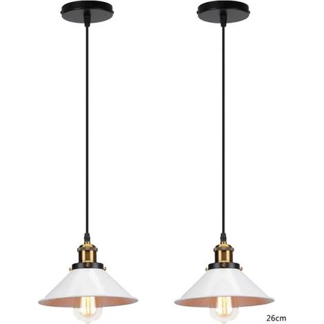 U-Do 2Pcs Suspension Luminaire Vintage Lampe éclairage Lustre Cage en Fer Blanc décoration Chambre  Escaliers (1/4)