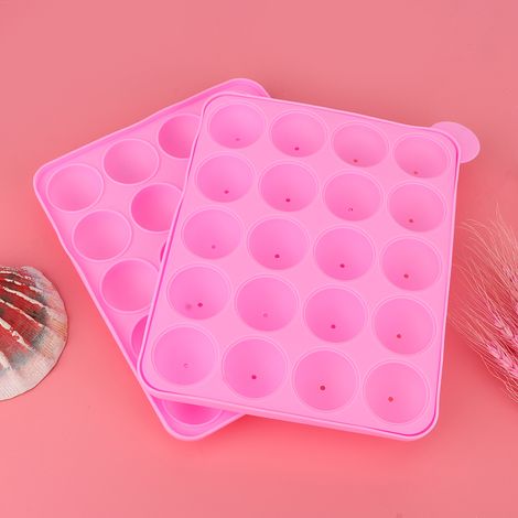 Silikonform für 20 runde Kugel-Lutscher, rosa, zum Selbermachen von Kuchen und Schokolade, Küchenbackformen, Gebäckwerkzeuge (1/5)