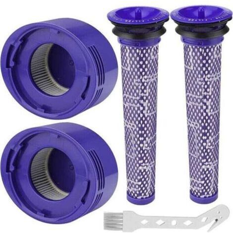 Filtre pour Dyson V8/V7, Filtres de Rechange Lavable pour Aspirateur Dyson et Animal, Avec 2 Post-Filtres HEPA, 2 Pré-Filtres, 1 Outil de Nett