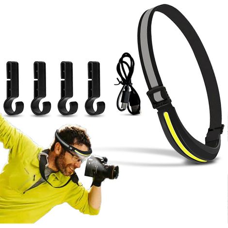 Lampe frontale rechargeable IPX5, étanche, grand angle, rechargeable pour la course à pied, la pêche et le cyclisme, avec capteur CobSensor