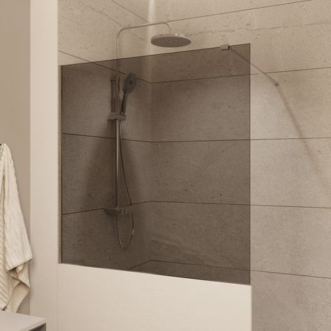 Swiss Aqua Technologies – Paroi de douche fixe 100x100cm – Verre fumé 8mm Easy Clean – Bras et profilés chrome brillant – SATBWIS100KSPR (1/5)