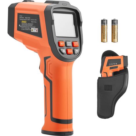 Mophorn Termometro a Infrarossi da -30°C a 1600°C, Dispositivo IR Senza Contatto con Modalità Doppia, Display Visivo, Termocoppia Tipo K, Laser Doppio, Ideale per Applicazioni Industriali (1/5)