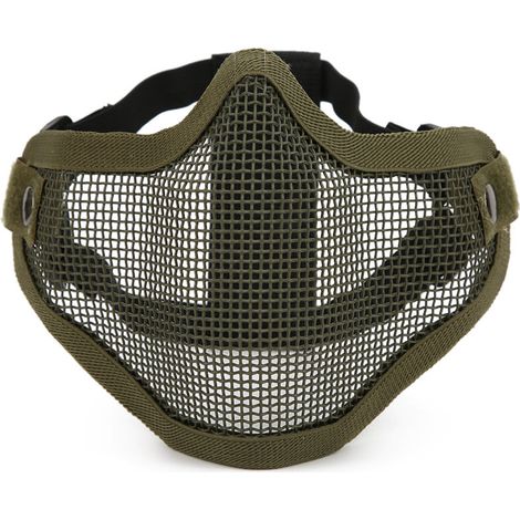 Masque de protection tactique en maille métallique, couverture partielle, film de sécurité anti-émeute couleur unie CS (vert)