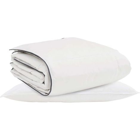 Ensemble de couette d'hiver en duvet de canard (taie d'oreiller incluse), 2 pièces, blanc (1/5)