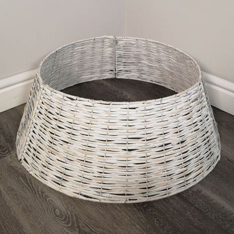 48/70cm Samuel Alexander KD Willow Christmas Tree Skirt Wicker Rattan- Large White Wash (1/5)