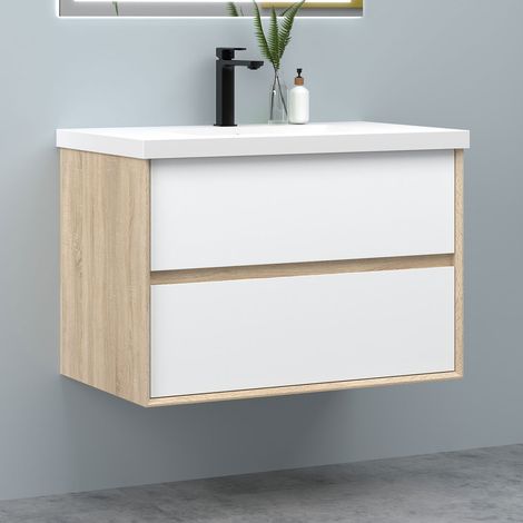AICA 800mm Bathroom Vanity Unit with Basin 2 Soft-clsoe Drawers (1/5)