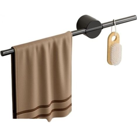 Handtuchhalter fürs Badezimmer, ohne Bohren, Aluminiumlegierung, einstöckig (schwarz, 40 cm) (1/4)