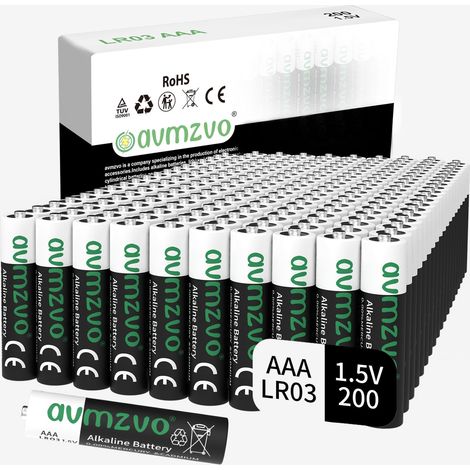 Piles AAA, Lot de 200, Pile LR03 1,5 V, Longue durée, puissantes, alcalines, Peuvent être utilisées pour Les Jouets, Les réveils et Autres appareils électroniques (1/5)