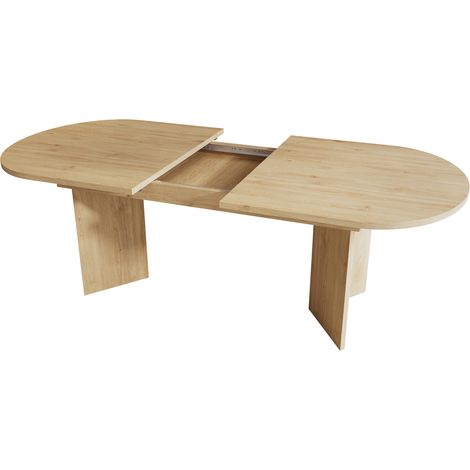 Table à manger extensible 160/200 x 90 cm avec coins arrondis en MDF couleur chêne (1/5)
