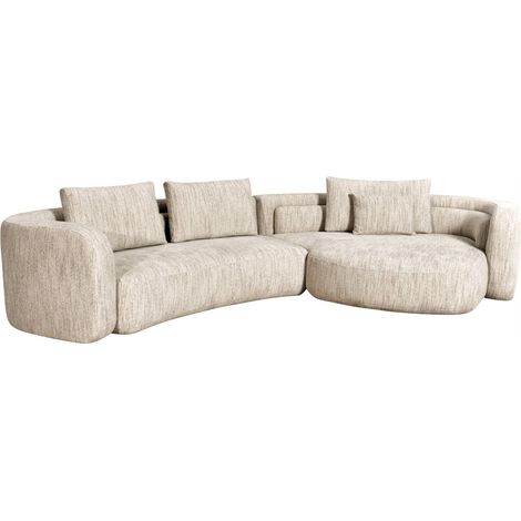 Canapé lounge droit aux lignes arrondies - beige naturel softweave (1/5)