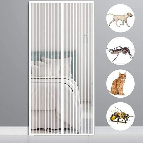 Rideau Aimanté pour 150x220cm(59x87inch) Rideau Anti Mouche Porte Porte Moustiquaire pour Couloirs, Portes pour Porte d Entrée Intérieur/Patio, Blanc (1/5)