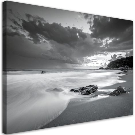 Leinwandbild Strand Meereslandschaft Schwarz-Weiß 45x30 (1/5)
