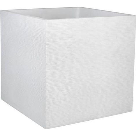 Maceta cuadrada 'graphit' de 50 cm blanca cerusé - Eda
