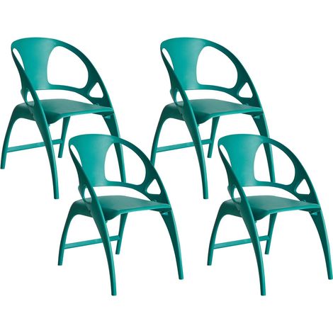 Set moderno di 4 sedie da pranzo da giardino in plastica leggera e pieghevole verde thè Nemi