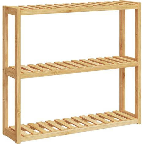 Étagère de salle de bain à 3 niveaux murale Étagère flottante 60x15x54 cm bambou (1/5)