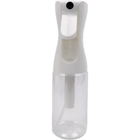 Botella de spray para cabello blanca transparente recargable de 300 ml, niebla continua, para peinado de rizos y limpieza de plantas (1/5)