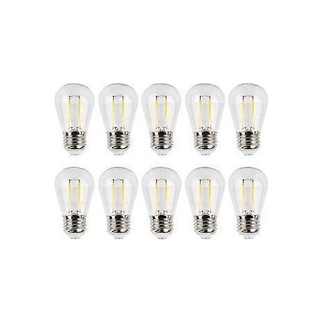 Lot de 10 ampoules LED vintage S14 E27 180 lm à filament en verre transparent 2 W 110 V, lumière chaude (1/3)