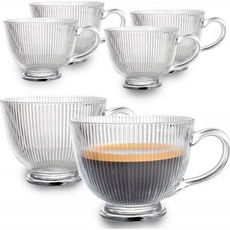 Luxito Strips Kaffee- und Teegläser-Set mit Fuß, 430 ml, 6 Stück (1/5)