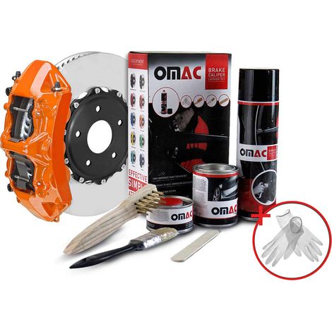 OMAC Kit Peinture Étriers de Frein Orangé – Résistant Chaleur 300°C – Set Complet Laque Epoxy – Protection Anticorrosion – Inclus: Nettoyant, Durcisseur, Brosses – Application Facile (1/5)