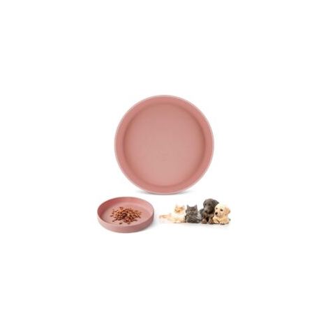 Futternapf aus Silikon, universell für Katzen und Hunde, niedliches Hunde-Design, robuster, flacher Futternapf, geeignet für Trocken- und Nassfutter (Rosa) - Crezuo
