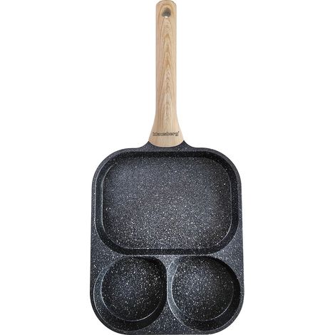 Teglia in marmo 3 in 1 per uova, pancake e crêpes 22x18cm NERO KLAUSBERG KB-7827 (1/5)