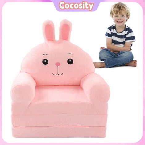 Cocosity Fauteuil de dossier de canapé pliable en peluche pour enfants (Rose)Mignon De Bande Dessinée Pliable meuble divan Rose (1/5)