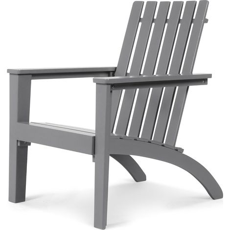 Silla de jardín ergonómica rústica para exteriores 69 x 73 x 85 cm fabricada en madera de acacia gris 200011192