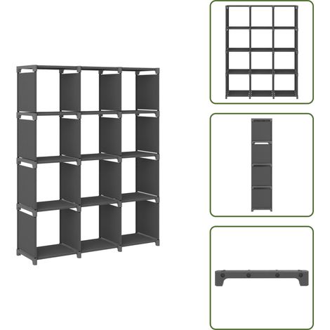 Étagère d'affichage 12 cubes Gris 103x30x141 cm Tissu - Étagère - Bibliothèque - Rangement Intérieur - Meuble Design - Mobilier Contemporain