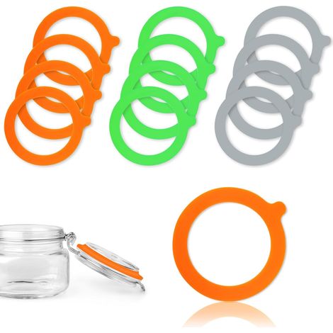 CCYKXA  Lot de 12 Joint Bocaux Joints Caoutchouc D'éTanchéIté de Bocal Rondelles Bocaux de Remplacement pour Bocal à Clip- 70 X 95 mm (Blanc/Orange/Gris)