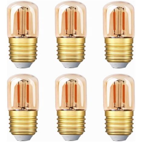 Ampoule LED tubulaire , 1W T28 Edison Ampoule LED E27 Base à vis 2200K Ampoule blanche super chaude (verre ambré) 6 Pack (1/4)