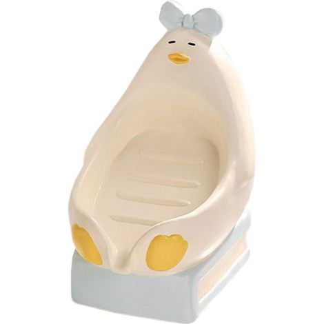 Porte-Savon Ornement en Céramique Canard Assis pour Savon,Bac à Savon Autovideur,pour Évier Cuisine Salle de Bain Extérieur Voyage (1/5)