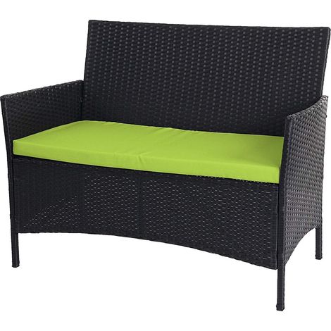 Panca da giardino in polyrattan antracite screziato con cuscino grigio MDJ04135