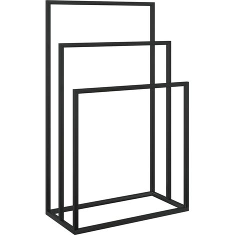 Porte-serviettes sur pied 48 x 24 x 79 cm fer noir (1/5)