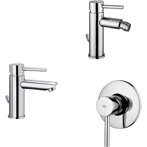 Composizione Stick, miscelatori lavabo, bidet e doccia in ottone (1/4)