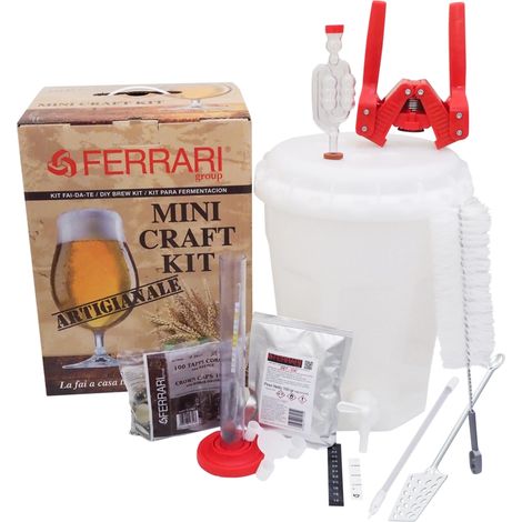 kit birra artigianale lux mini craft con fermentatore da 13,5 litri - ferrari group