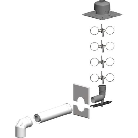ATEC Set base DN 80/125 con curva di ispezione 87 gradi, 1470