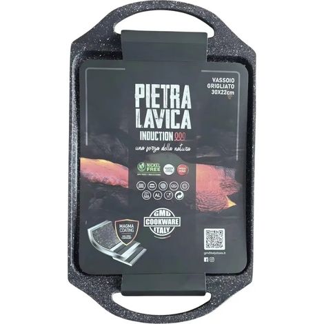 Vassoio grigliato GMD Cookware in pietra lavica 36 x 22 cm per induzione