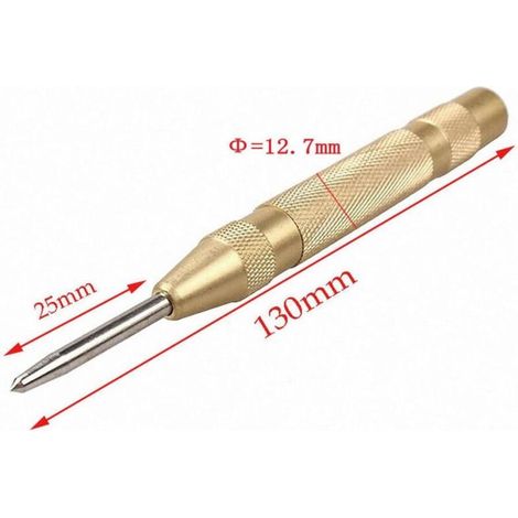 Pointeau central automatique 12,7 cm en acier inoxydable avec course réglable, détermine la position de perçage pour l'acier, le bois, le plastique (1/3)