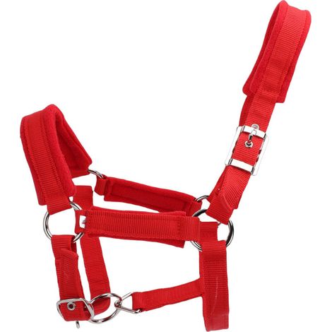 Adjustable horse halter made of thick, soft, padded fleece, 25mm wide PP nylon webbing, riding halter with metal buckle