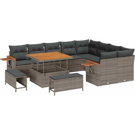 Maison Exclusive - Set Divano da Giardino con cuscino 13 pcs Grigio polyrattan