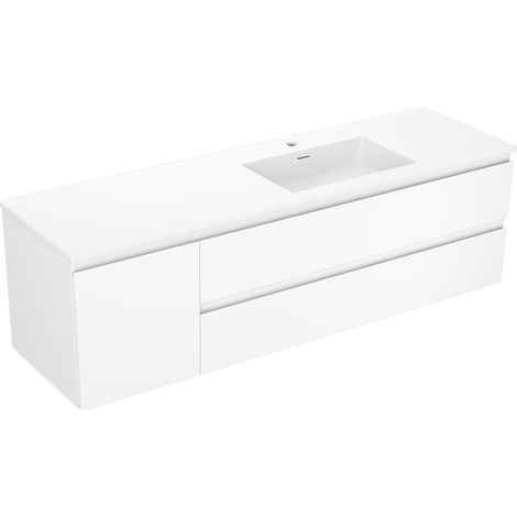 Mexen Orio armario de baño 160 cm con lavabo Otis derecho, 2S, 1D, blanco mate - 91A13-16047-3-BBFFF01-W18P01 (1/5)