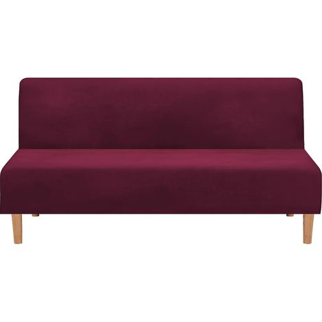 Housse De Canapé Convertible Sans Accoudoirs, En Velours Extensible, Épaisse, Douce, Confortable, Pour Canapé-Lit, Canapé Lit Pliable (Velours Épais  Rouge Vin)