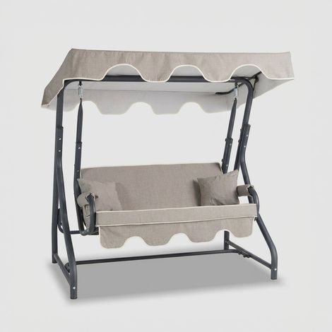 Columpio de jardín para 3 personas con toldo Morus - Gris