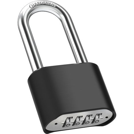Cadenas à combinaison robuste pour usage extérieur, cadenas à combinaison à 4 chiffres avec anneau de 8 mm d'épaisseur en acier inoxydable 304 pour garages, portails, etc., 1 pièce (1/5)