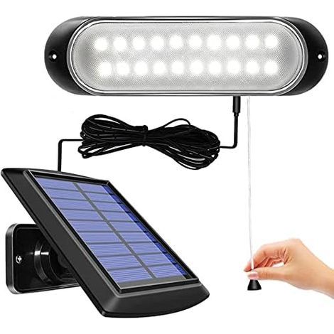 Solarbetriebene Bewegungsmelderleuchte mit 20 LEDs, abnehmbare Solarleuchte mit 5 m Kabel, wasserdichte Solarlampe für den Innen- und Außenbereich, Zugschalter, Gartenhausbeleuchtung (1/5)