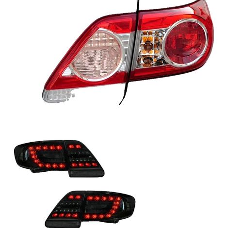 Gruppo ottico posteriore, aggiornamento a LED, indicatori di direzione dinamici, compatibile con Toyota Corolla 2011-2013, un set nero (1/2)