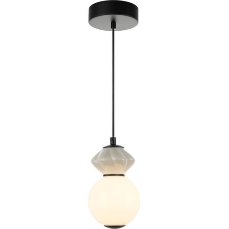 Suspension Art déco boule verre noir LED 5W Balos Italux (1/4)