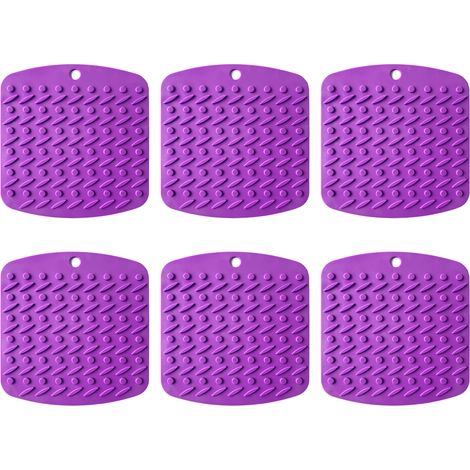 Lot de 6 dessous de plat en silicone antidérapants et résistants à la chaleur, pour plats, casseroles et poêles chauds (jaune). (1/5)