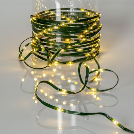 Star Trading Guirlande lumineuse LED Dew Drop Micro, Vert, Extérieur, Blanc chaud, 36m