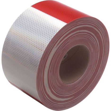 Lichtreflektierendes, selbstklebendes Folienband mit hoher photometrischer Leistung, 5 m x 5 cm, rot-weiß